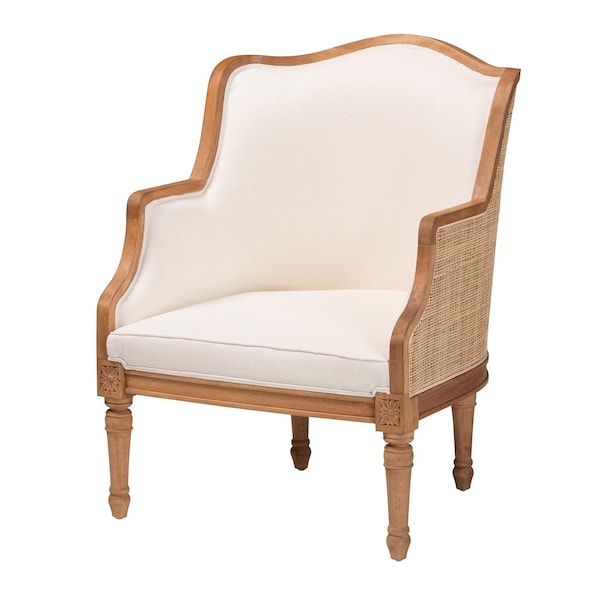 Bali & Pari Elizette Traditional French Beige Fabric and Honey Oak Finished Wood Accent Chair 238-13383-ZORO - main